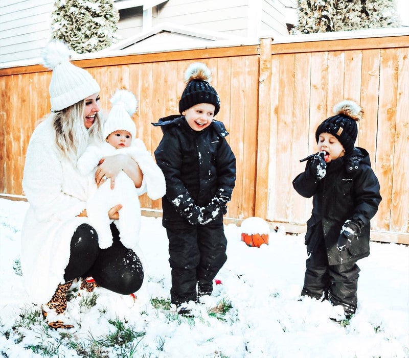 FURTALK Kids Winter Hat Toddler Knitted Beanie with Faux Fur Pom Poms for Baby Girls Boys Black with Black Pom,3-24 Months - Image 5